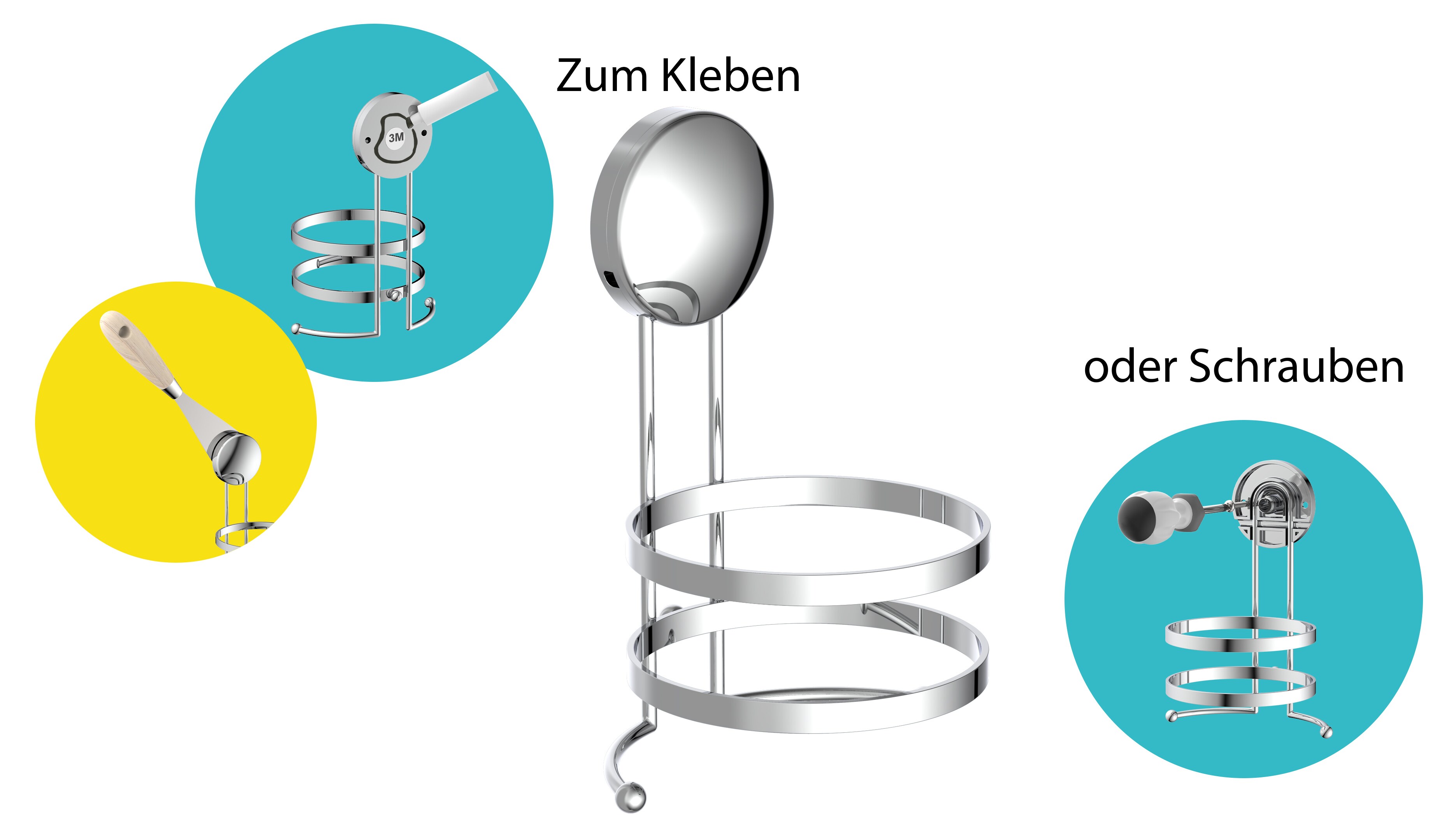 Eisl Fönhalter ohne Bohren Chrom