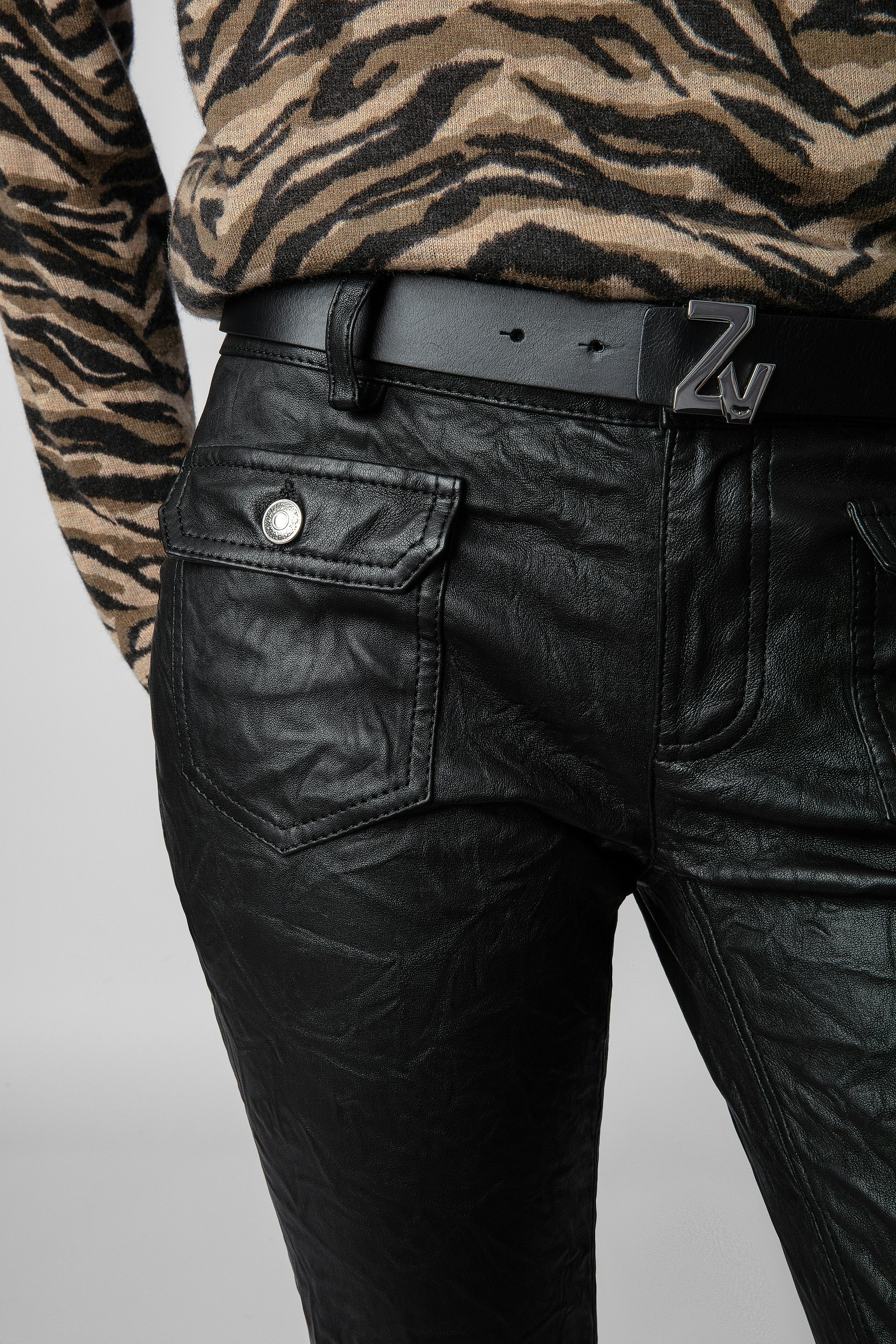 Pantalon Hippie Cuir Froissé