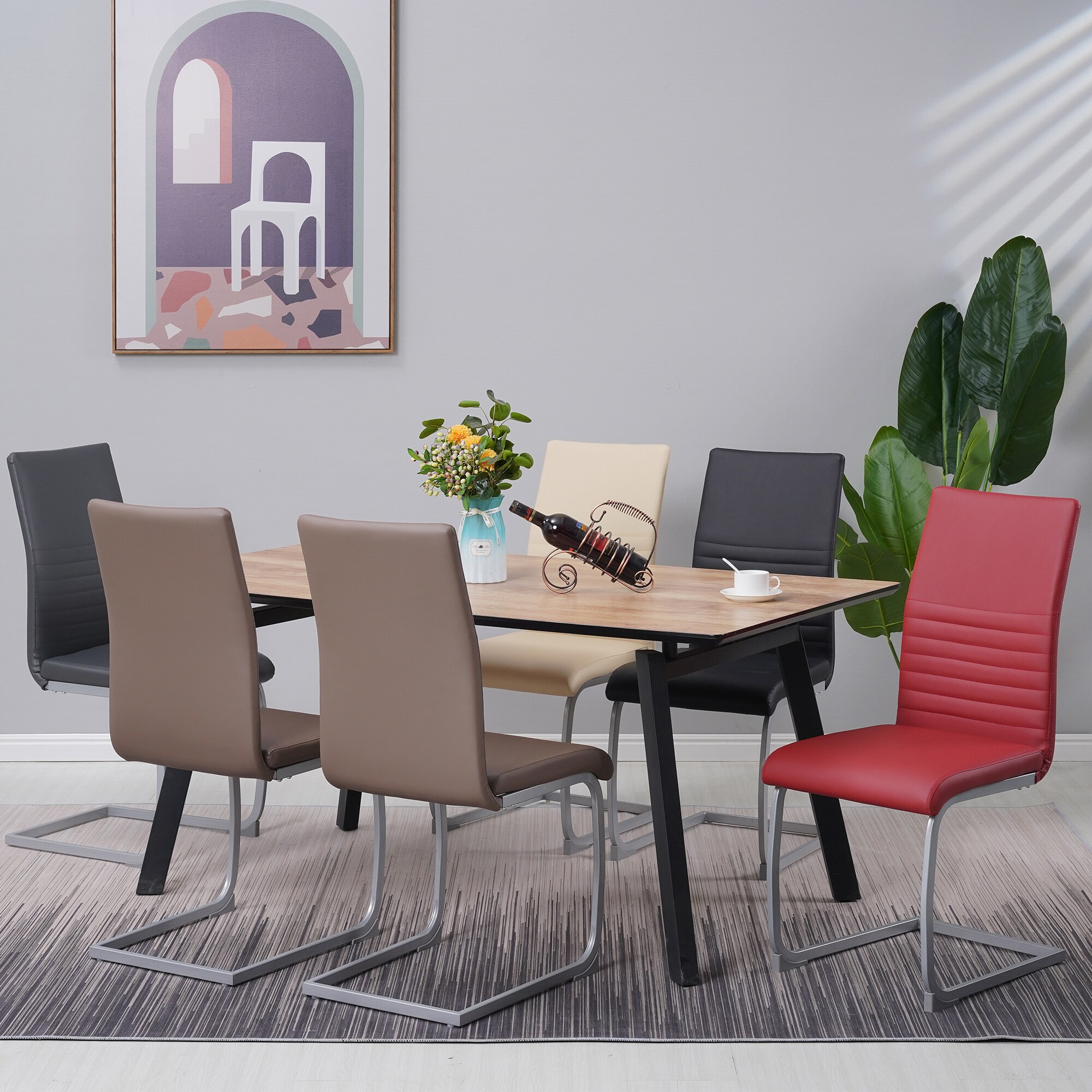 Albatros Freischwinger Stühle 4er Set MURANO, Beige - Esszimmerstuhl Schwingstuhl mit modernem Design, Kunstleder-Bezug, dicke Polsterung, Küchenstuhl, Polsterstuhl, Stuhl Esszimmer Esstisch