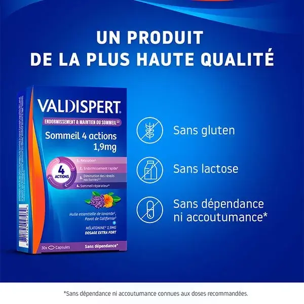 Valdispert Sommeil 4 Actions 1,9mg Mélatonine Lot de 3 x 30 gélules