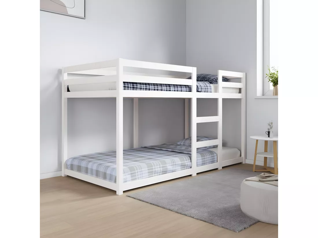 Lit superposé Blanc 90x190 cm Bois de pin massif