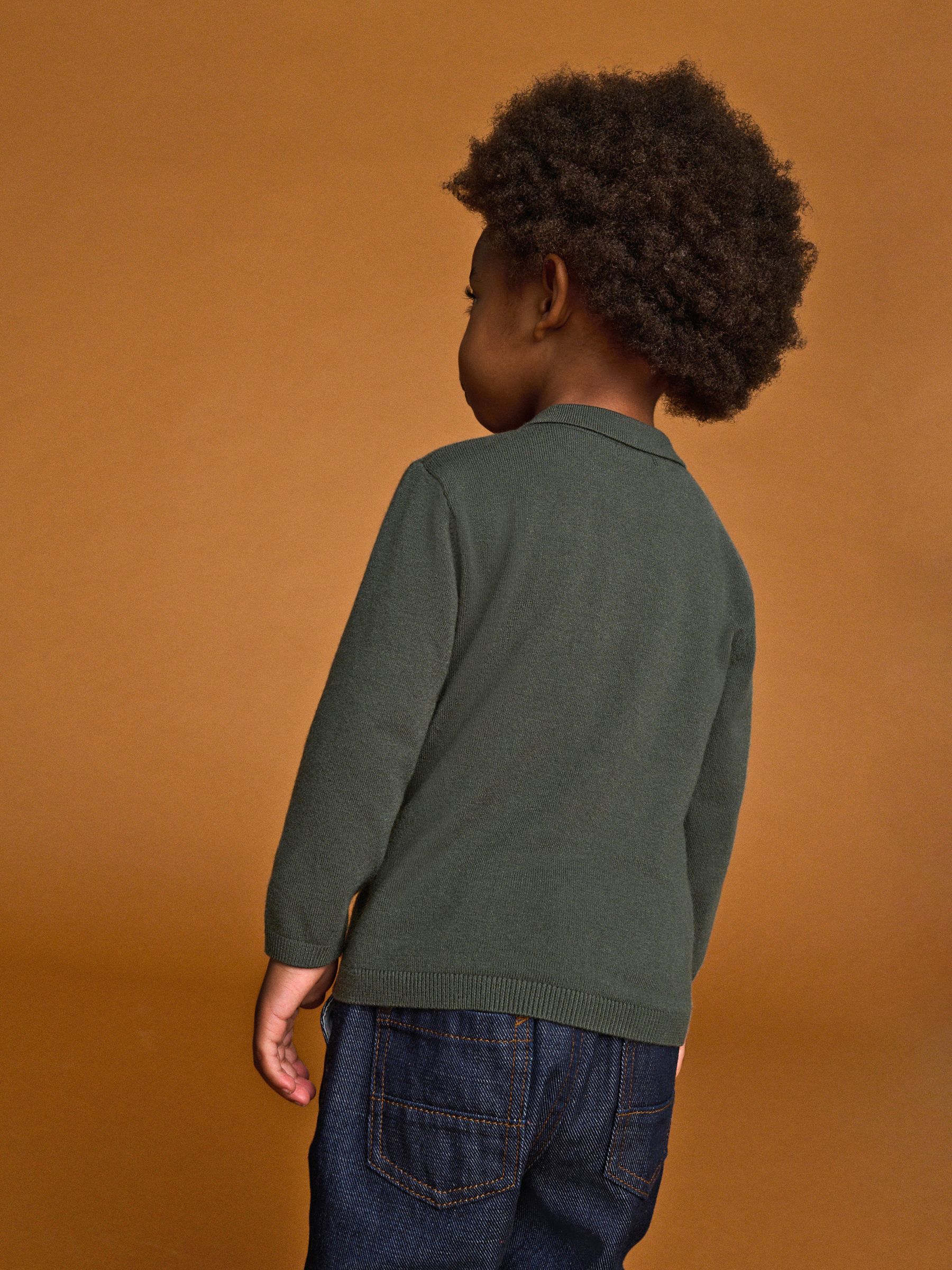 Donkergroen - Poloshirt met kabelbreisel (3mnd -7jr)
