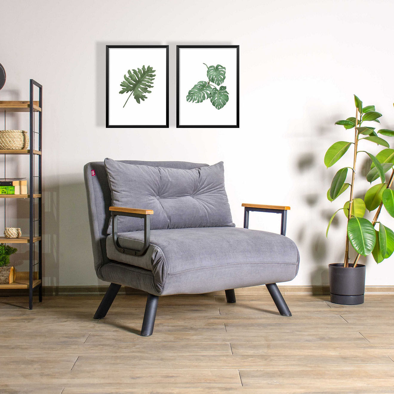 Atelier del Sofa Fauteuil convertible Sando gris - 60x50x42 cm