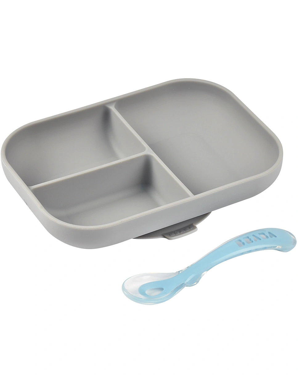 Silikon-Menüteller BIG MEAL mit Löffel in grey