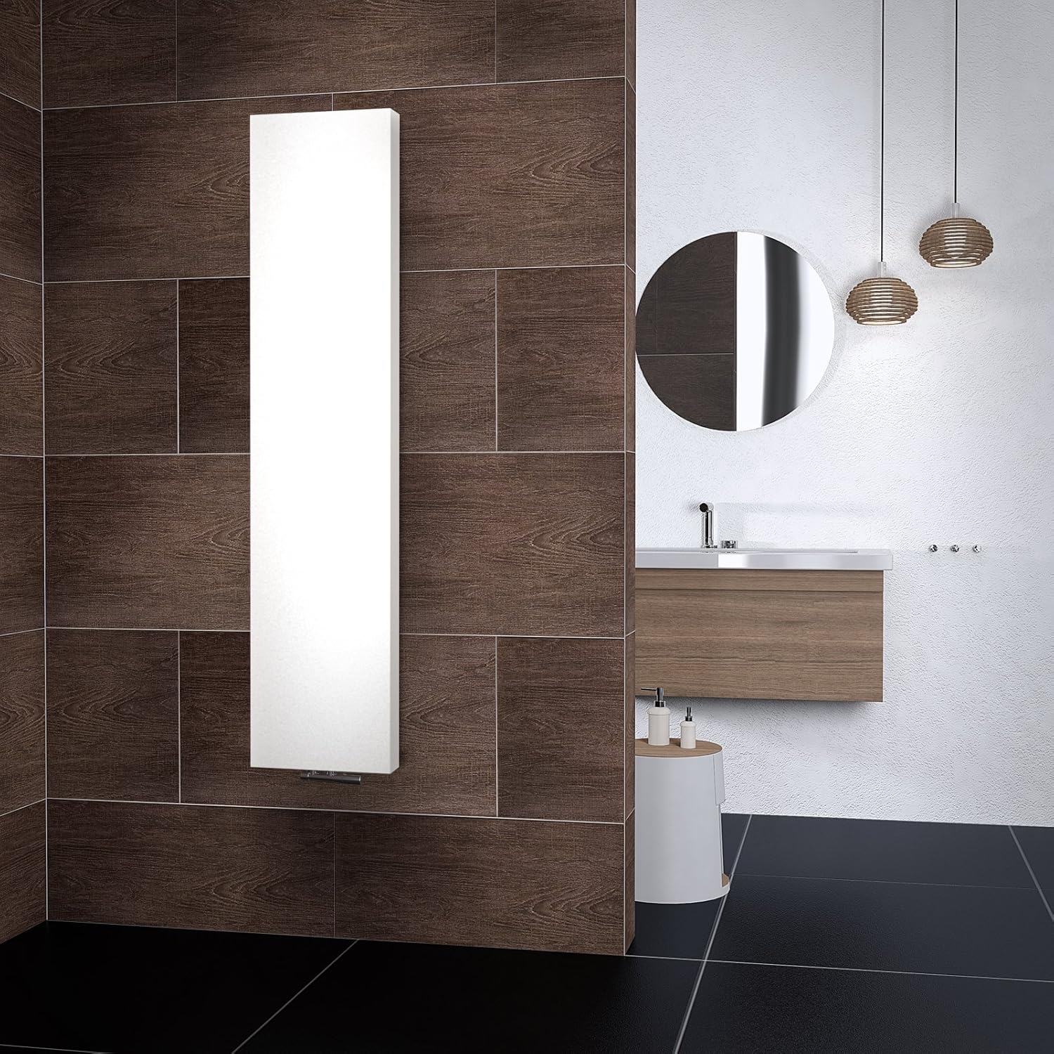 Heizkörper Milano mit Mittelanschluss, 180x60 cm, 1070 Watt Leistung, Weiß, Design-Heizkörper für Zweirohrsysteme