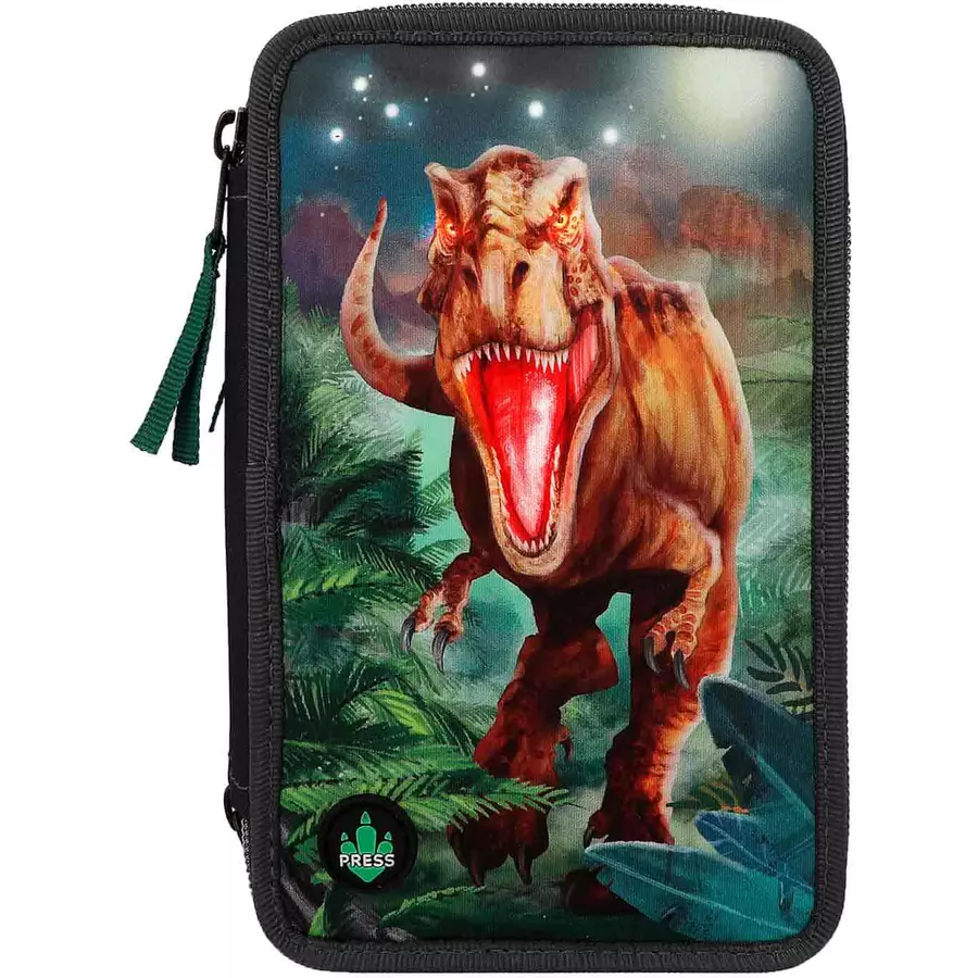 Depesche Federtasche LED grau Dino World 20 x 13 x 7 cm bunt