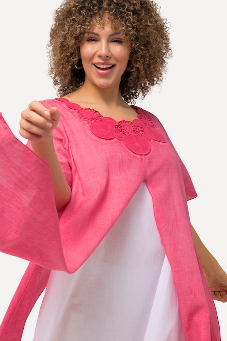 Tunika-Kleid, Spitze, doppellagig, Rundhals, Halbarm