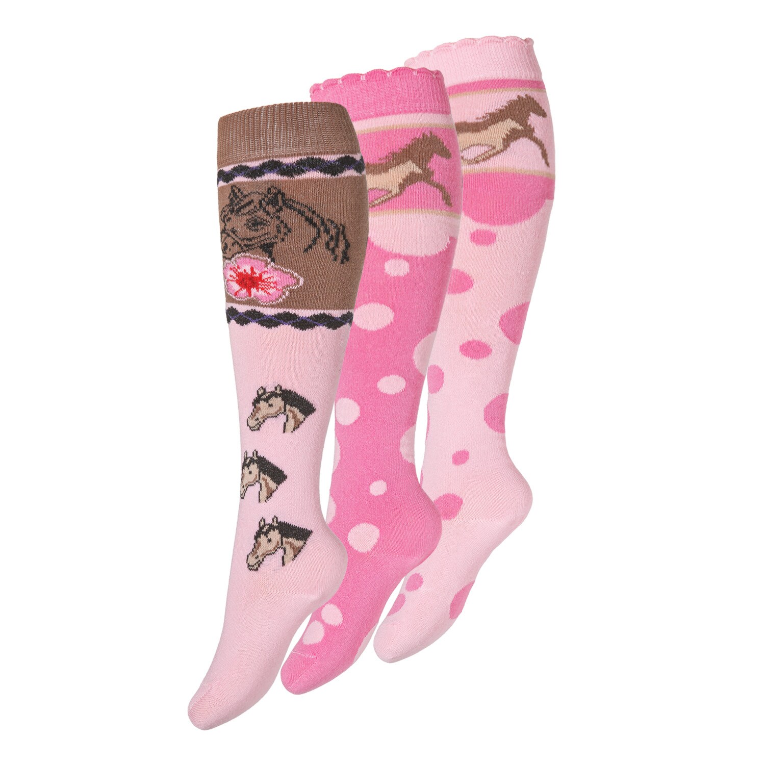 Cotton Prime® Kinder Kniestrümpfe 6 Paar, mit Pferde Motiven
