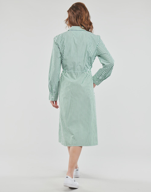 Tommy Hilfiger - ORG CO STRIPE MIDI SHIRT-DRESS - Blanc / Vert