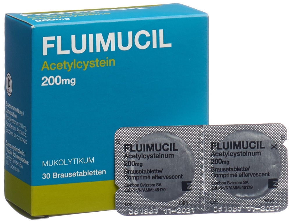 FLUIMUCIL Brausetabl 200 mg Erw citron Blist 30 Stk<br>30 Stück, Blister, Brausetablette, citron