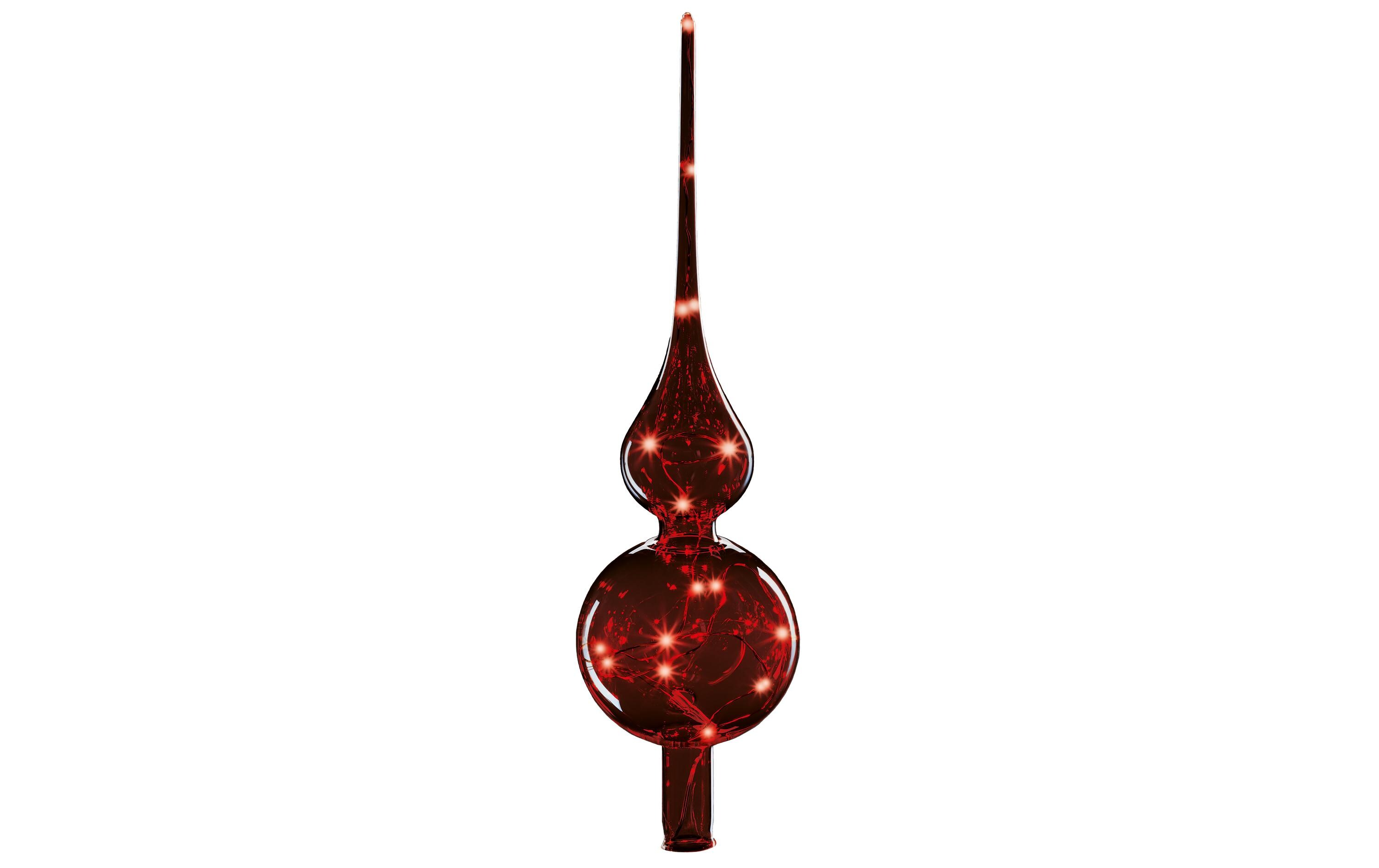 Baumspitze 29 cm, RotEdler Christbaumschmuck aus mundgeblasenem Glas