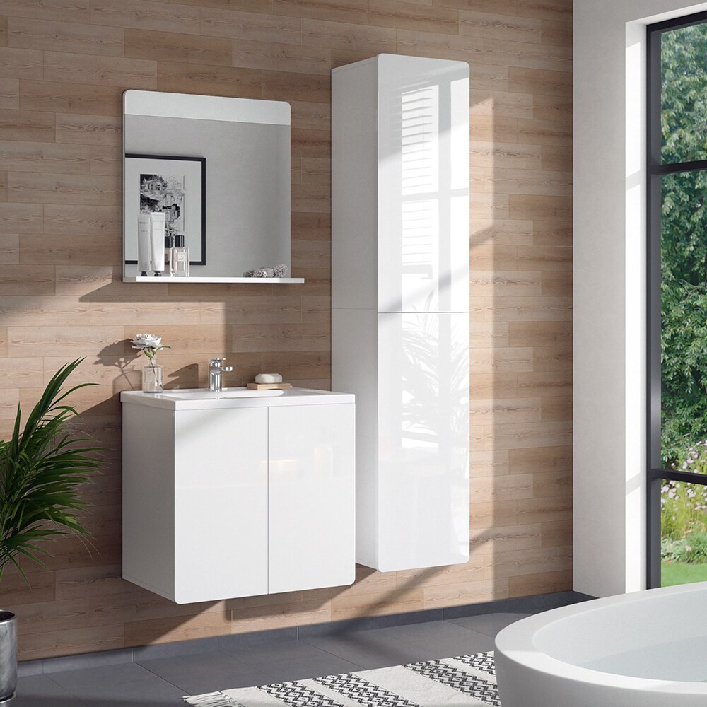 Vicco Hochschrank Baschrank Badezimmerschrank Izan Weiß Badmöbel 180x40 cm HGL