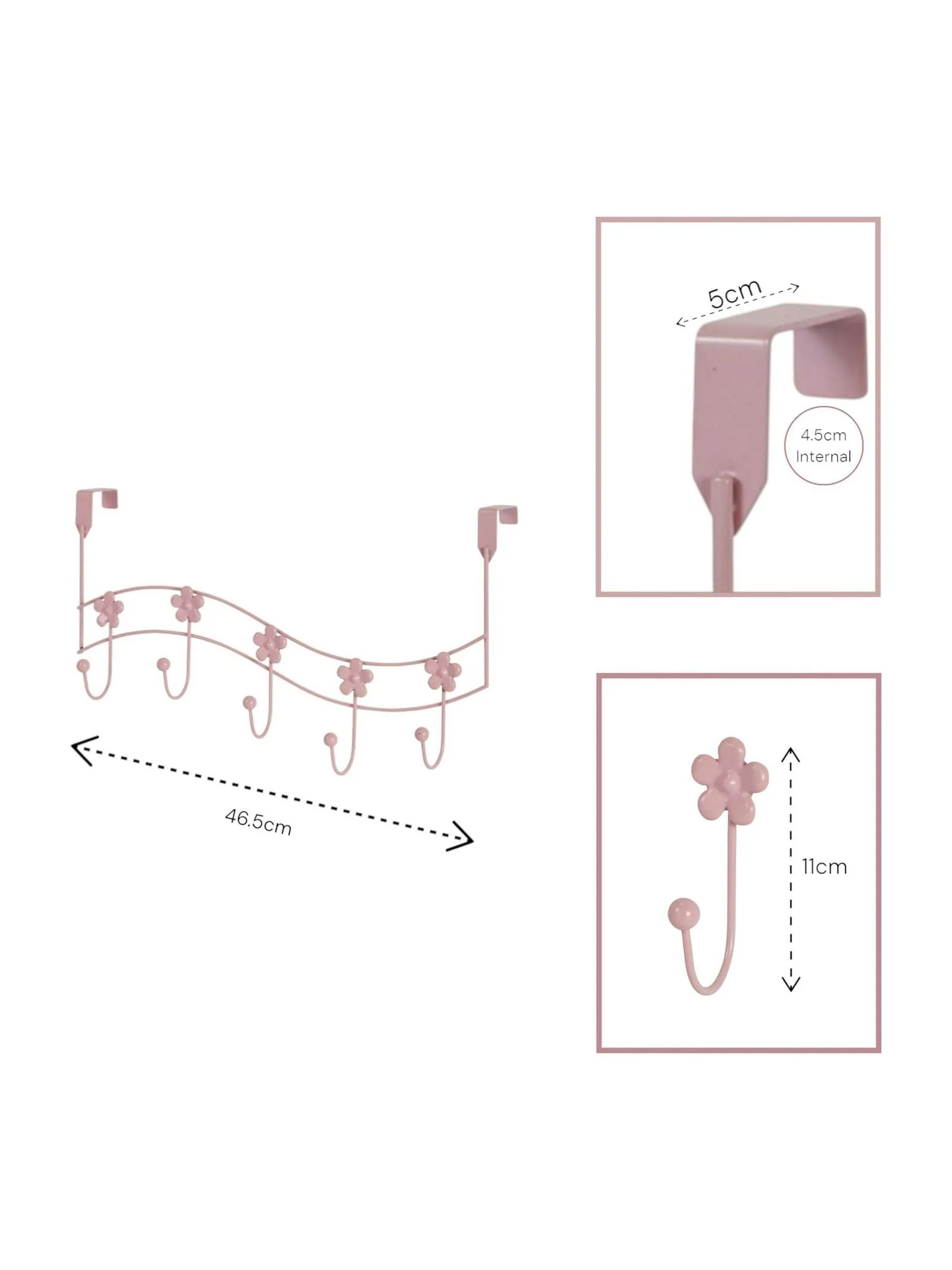 Showerdrape Set of 2 Flowers Over Door Storage Hooks