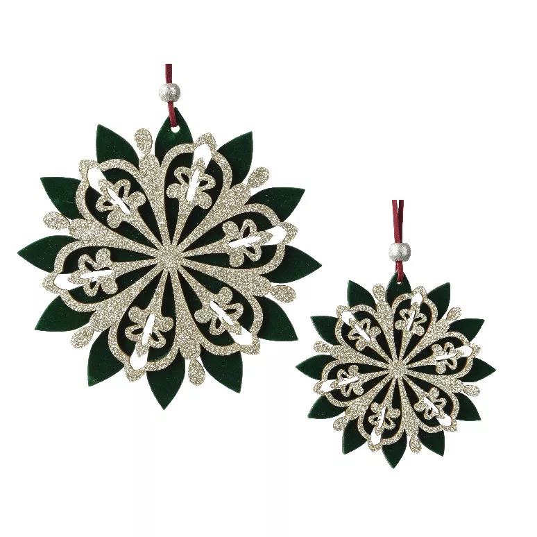 Flocon de neige à suspendre (D15 cm) Chic pailleté Vert