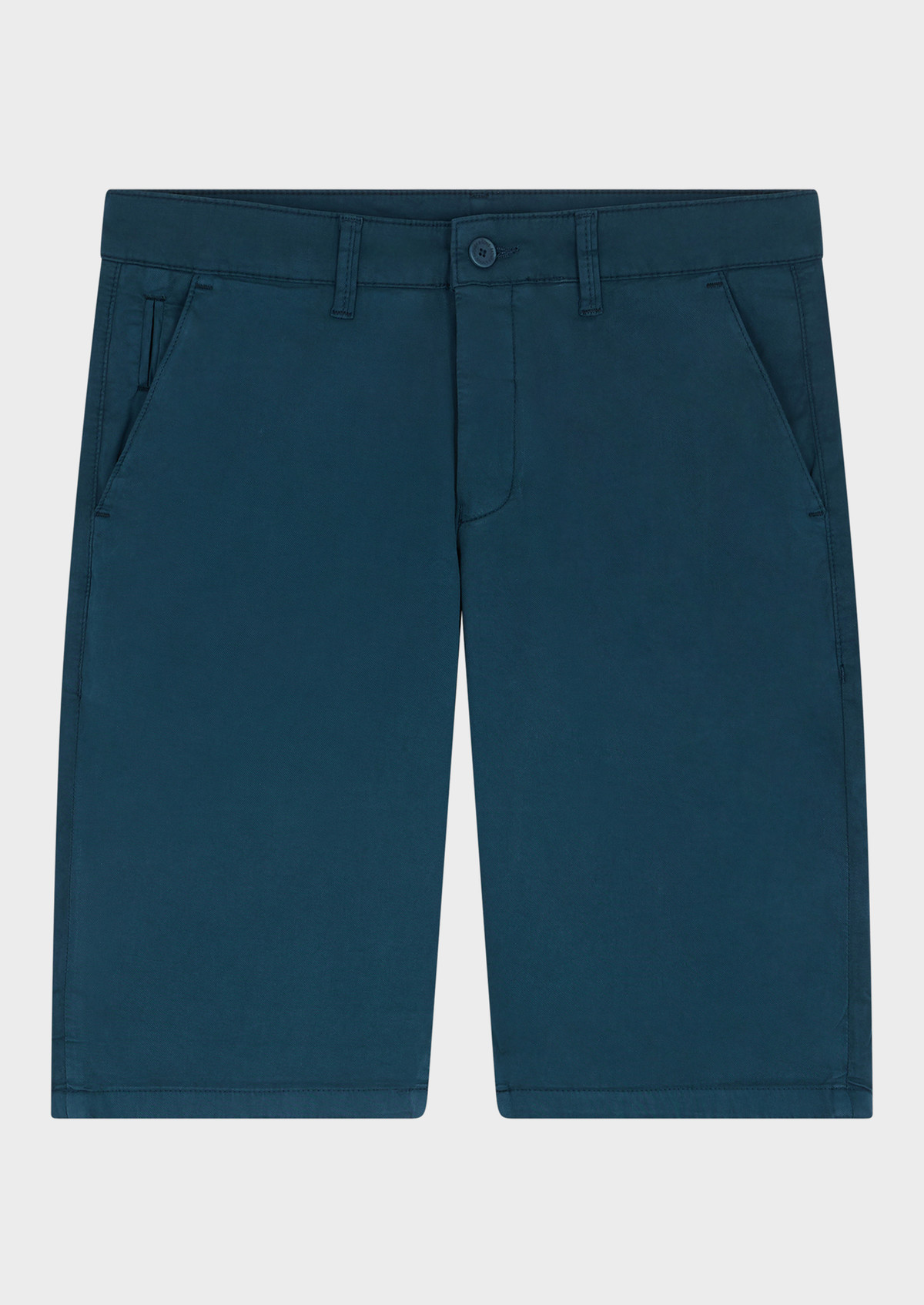 Bermuda en coton stretch uni bleu paon