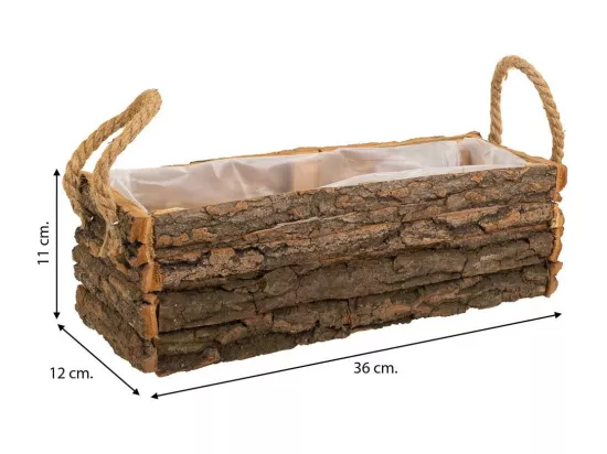 Panier en bois avec poignées marron 36x12x11h