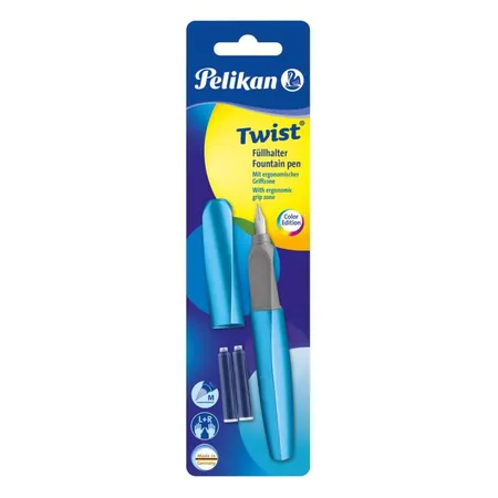Pelikan Twist® Füller Feder M, Frosted Blue universell für Rechts- und Linkshänder Blister