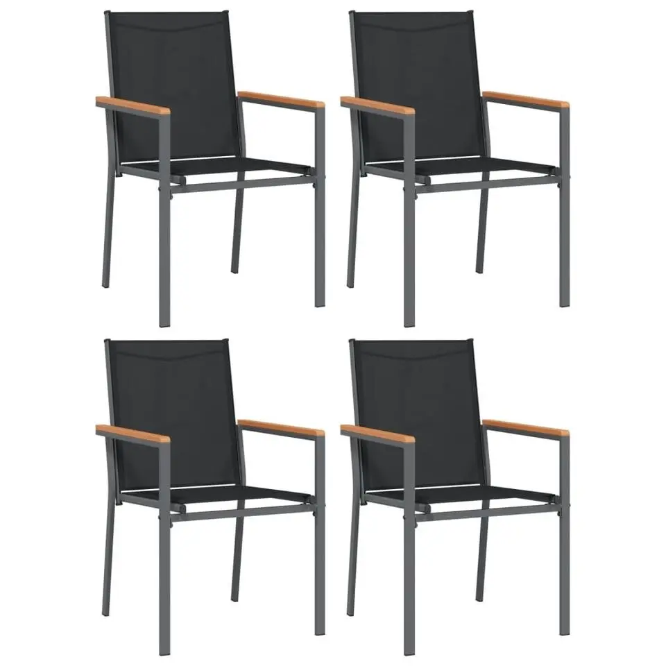 vidaXL - 5-delige Tuinset 4 fauteuils - Zwart - Textileen - 160x80 cm