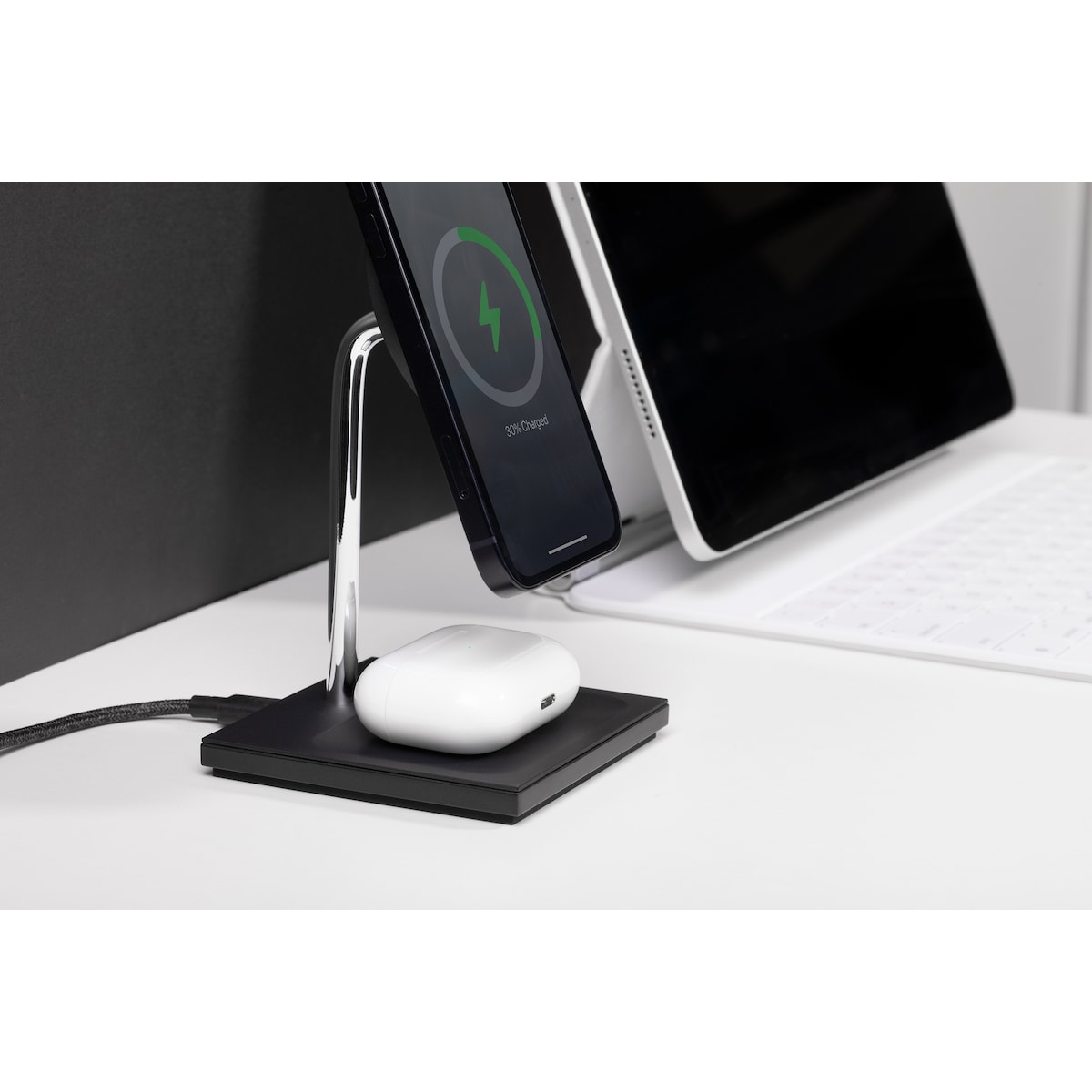 Native Union Snap 2i1 MagSafe trådløst ladestativ (sort)