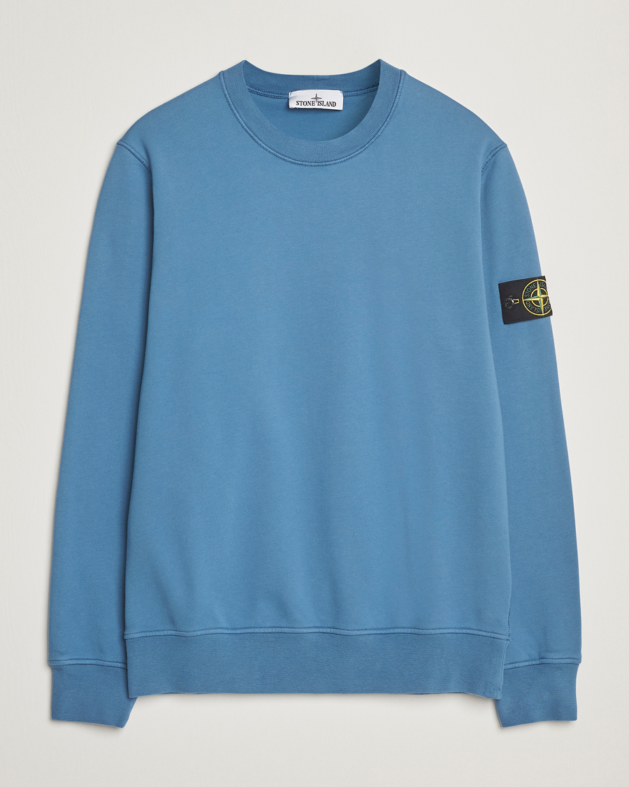 Stone Island Garment Dyed Fleece Sweatshirt Blue Acciaio