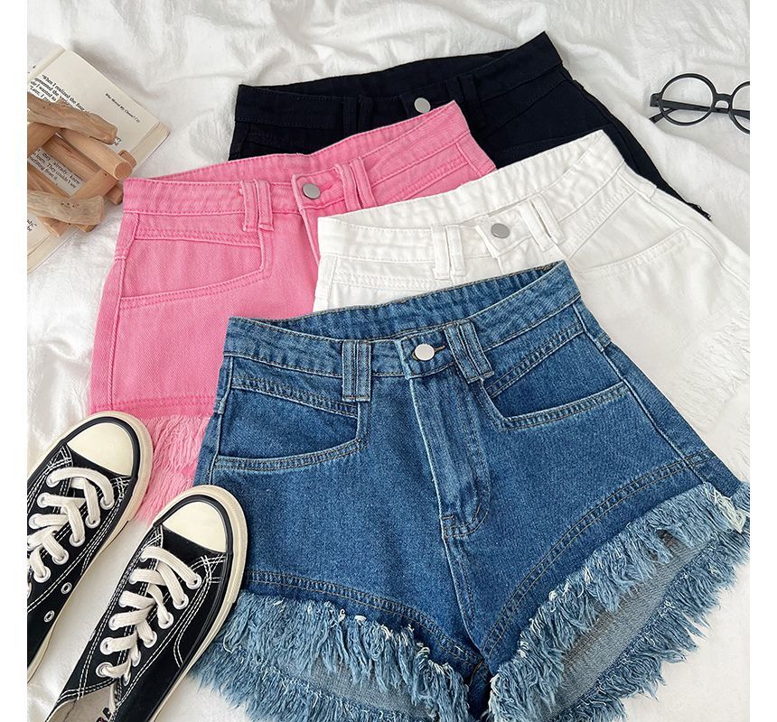 Babique - Hoge taille rafel denim hotpants