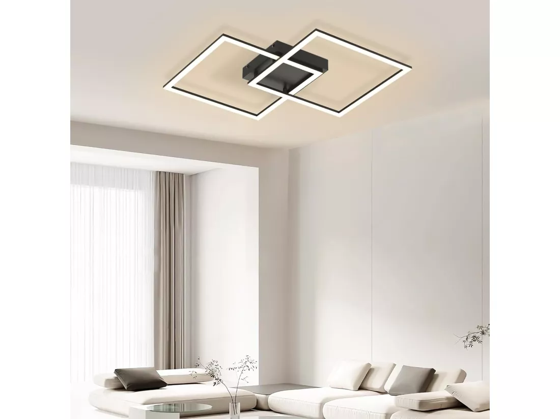 NETTLIFE Plafonnier LED plafonnier salon - lampe de salon lampe de cuisine dimmable 52W noir