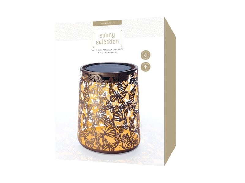 STT Laterne Solar Antic Mini Farfalla Braun Dekorative Solarleuchte