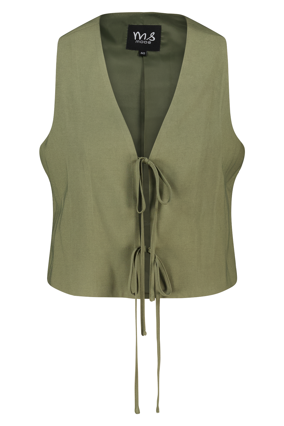 Gilet met striksluiting Khaki