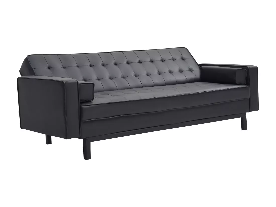 Canapé convertible clic-clac en simili noir ELEANOR II