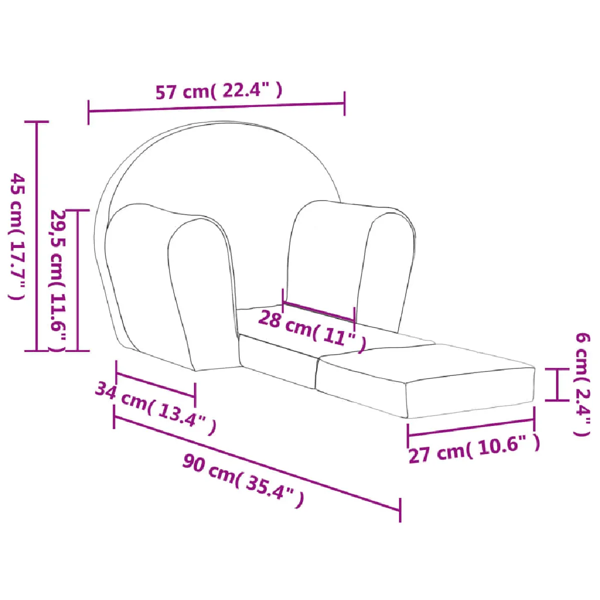vidaXL Canapé-lit enfant - Anthracite