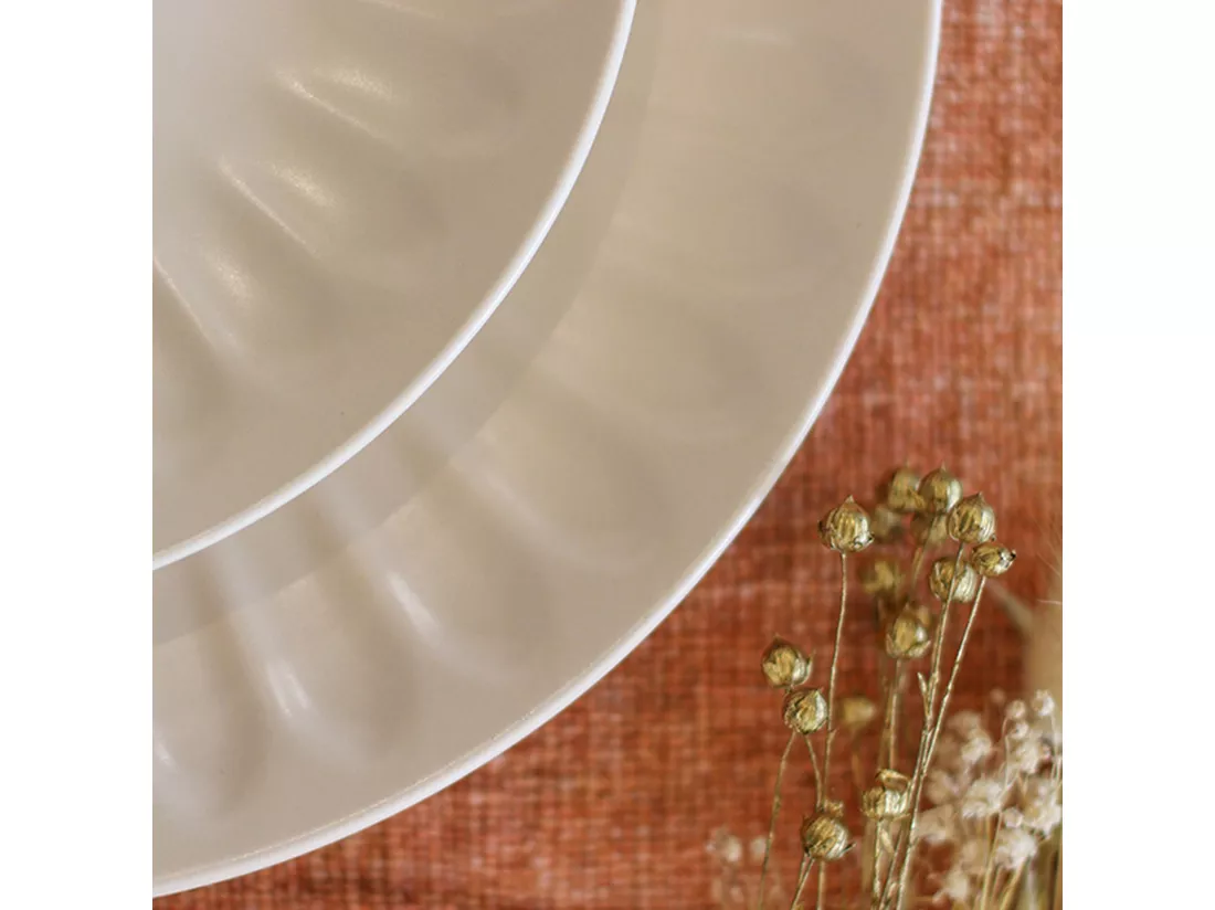 Novastyl - Lot 6 Assiettes Creuses Bistrot 22cm En Faience Creme