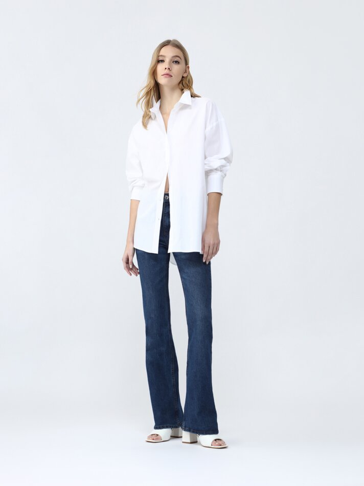 Camisa de manga comprida oversized - Branca
