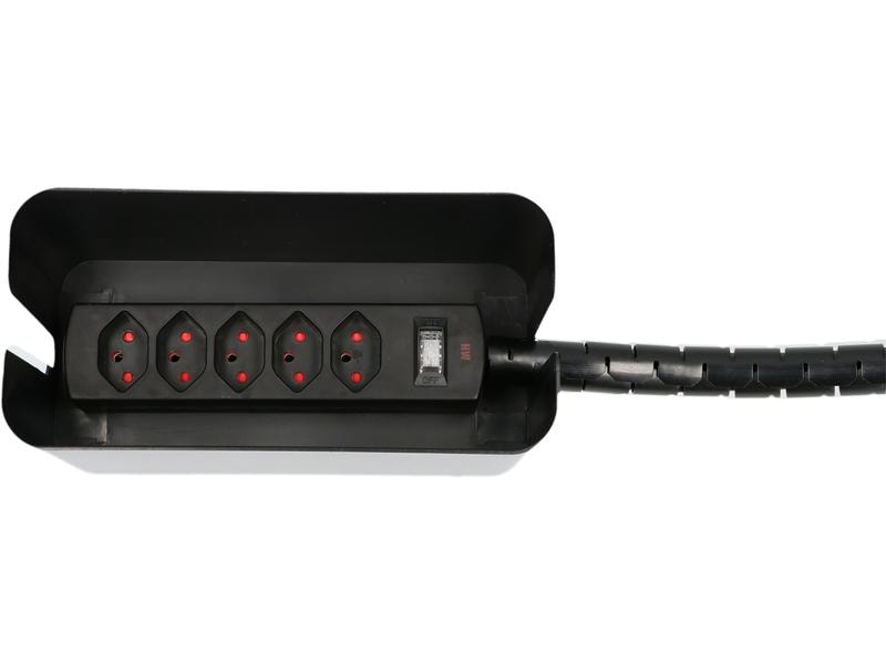 Max Hauri Kabelbox mit Steckerleiste 5x T13 Schwarz Kabelbox inkl. Steckdosenleiste mit Schalter, 235 x 115 x 121 mm