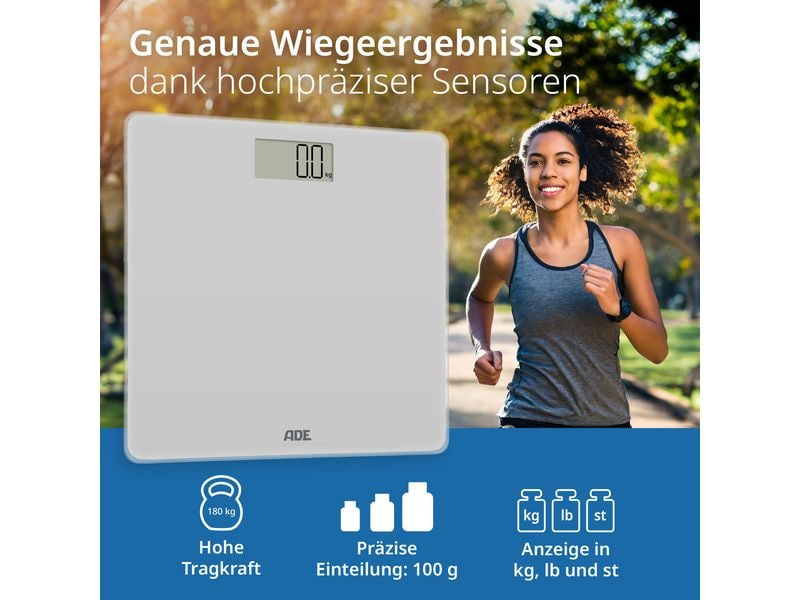 ADE Personenwaage Amina Silber Digitale Körperwaage in modernem Design