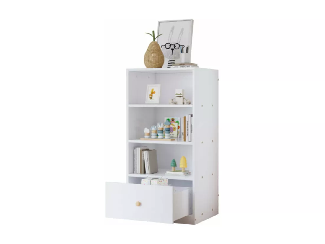Bibliothèque élégante blanche pour le salon,d60cm×h120cm