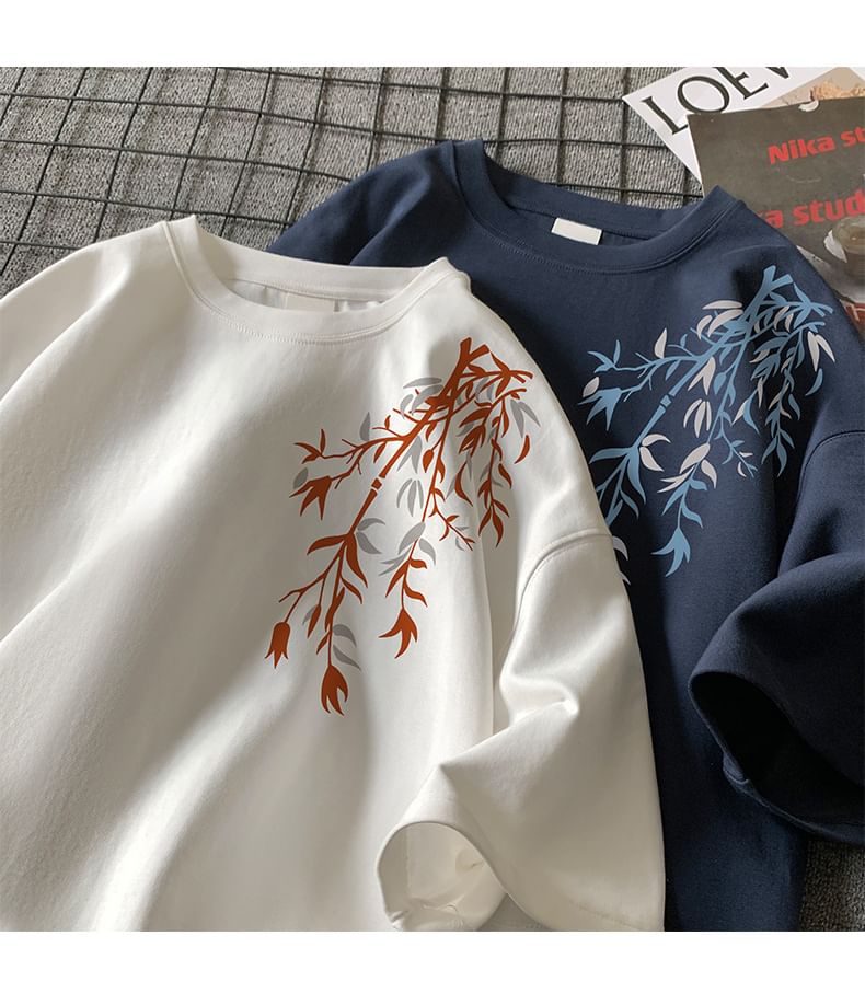Wolfkane - T-shirt met korte mouwen en ronde hals en bamboeprint