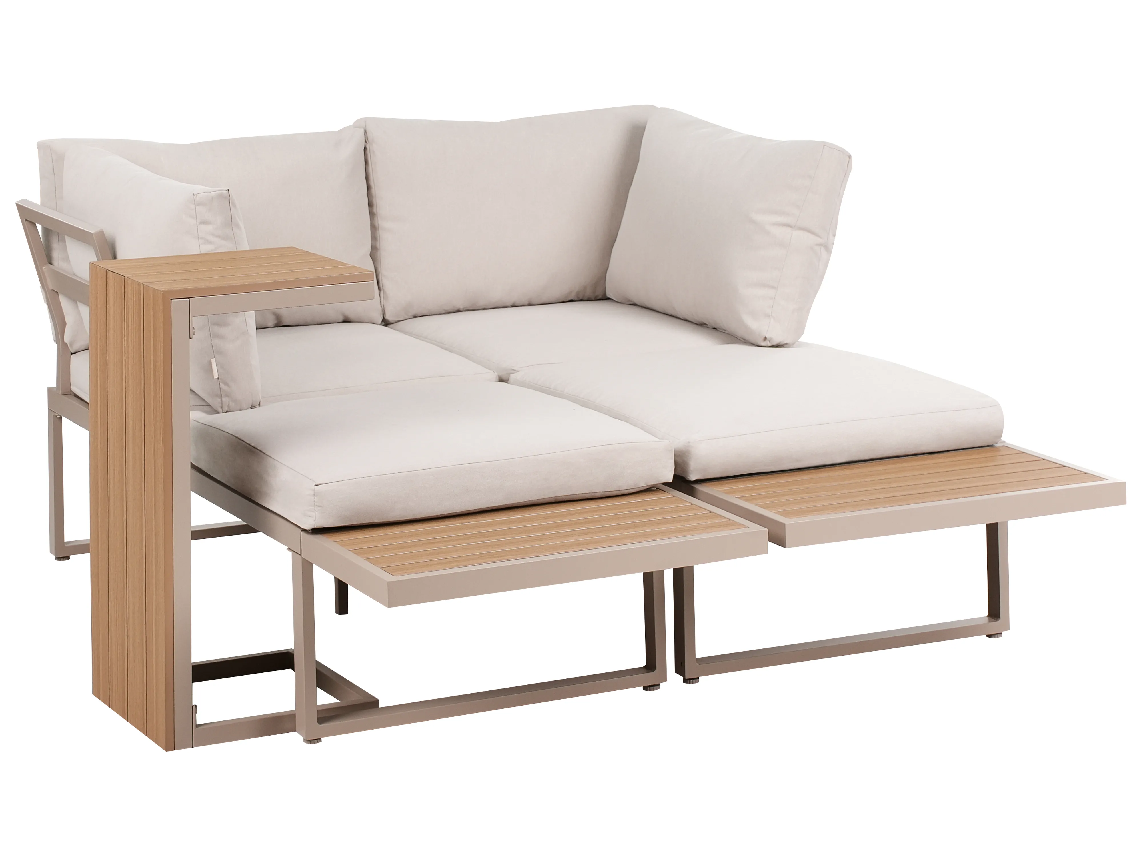 Tuin hoekloungeset met tafel 4-zits PIENZA rechtszijdig modulair Lichtbruin/beige