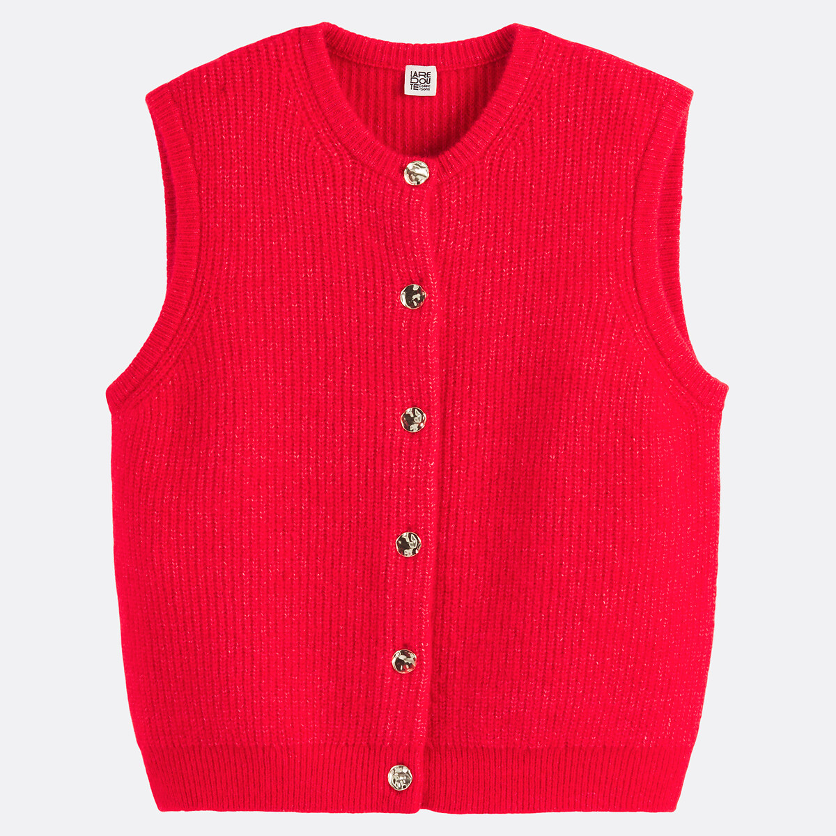 LA REDOUTE COLLECTIONS<br>Cardigã com fecho de botão, gola redonda, tricô grosso