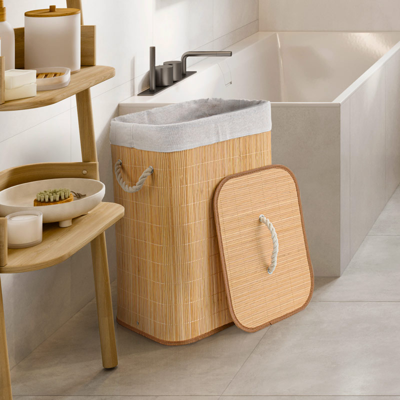 Panier à linge pliable en bambou