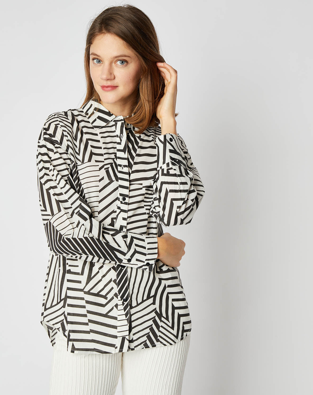 An'ge Chemise en Coton Frédérique zenya à motifs noir/blanc