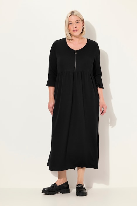 Midikleid, Reißverschluss, V-Ausschnitt, 3/4-Volantarm