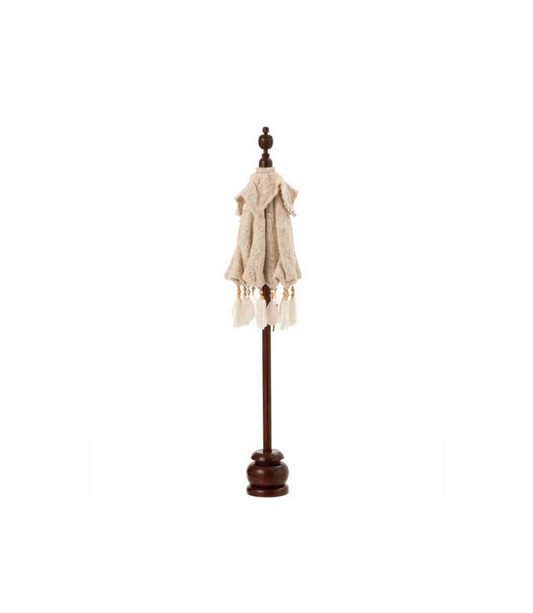 Paris Prix - Parasol Déco pompons & Coquillages 90cm Beige