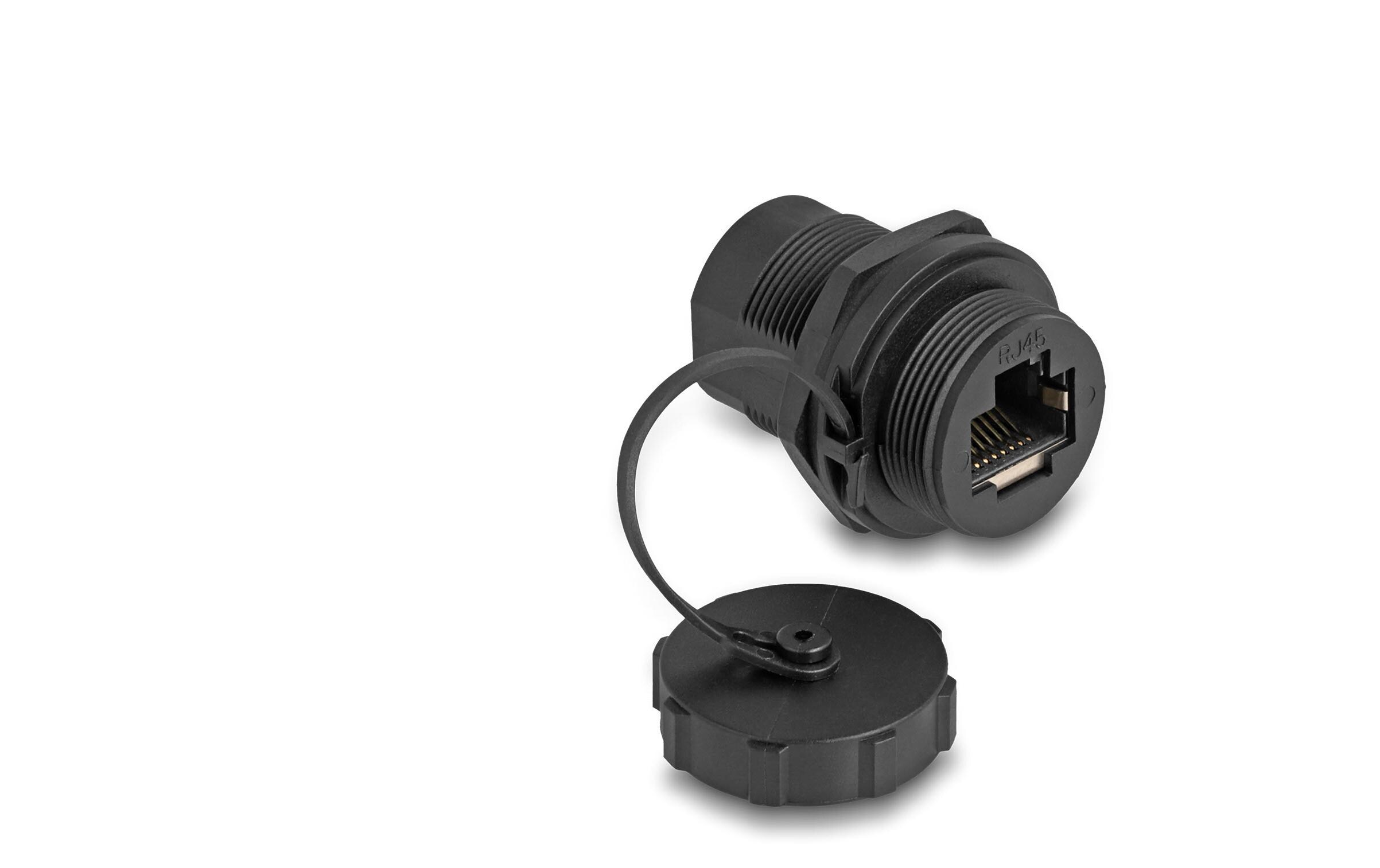 Kupplung RJ45 Cat.6A mit Verschlusskappe 1 StückDelock RJ45 Cat.6A Kupplung mit Verschlusskappe IP67 staub- und wasserdicht