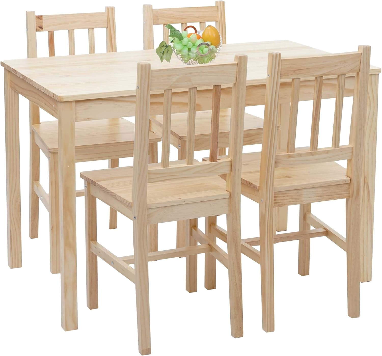 Mendler Esszimmer-Set HWC-F77, Sitzgruppe Esszimmergruppe, Massiv-Holz Landhaus 110cm - Kiefer lasiert