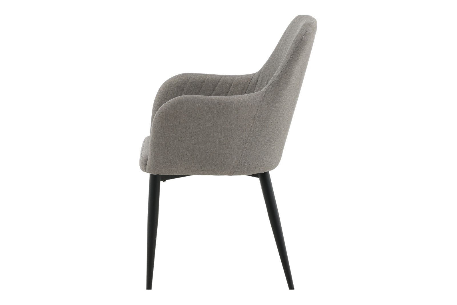 Comfort Spisestol. Sett av 2. Sett av 2. Med arm. Grå tekstil med sortlakkerte ben.