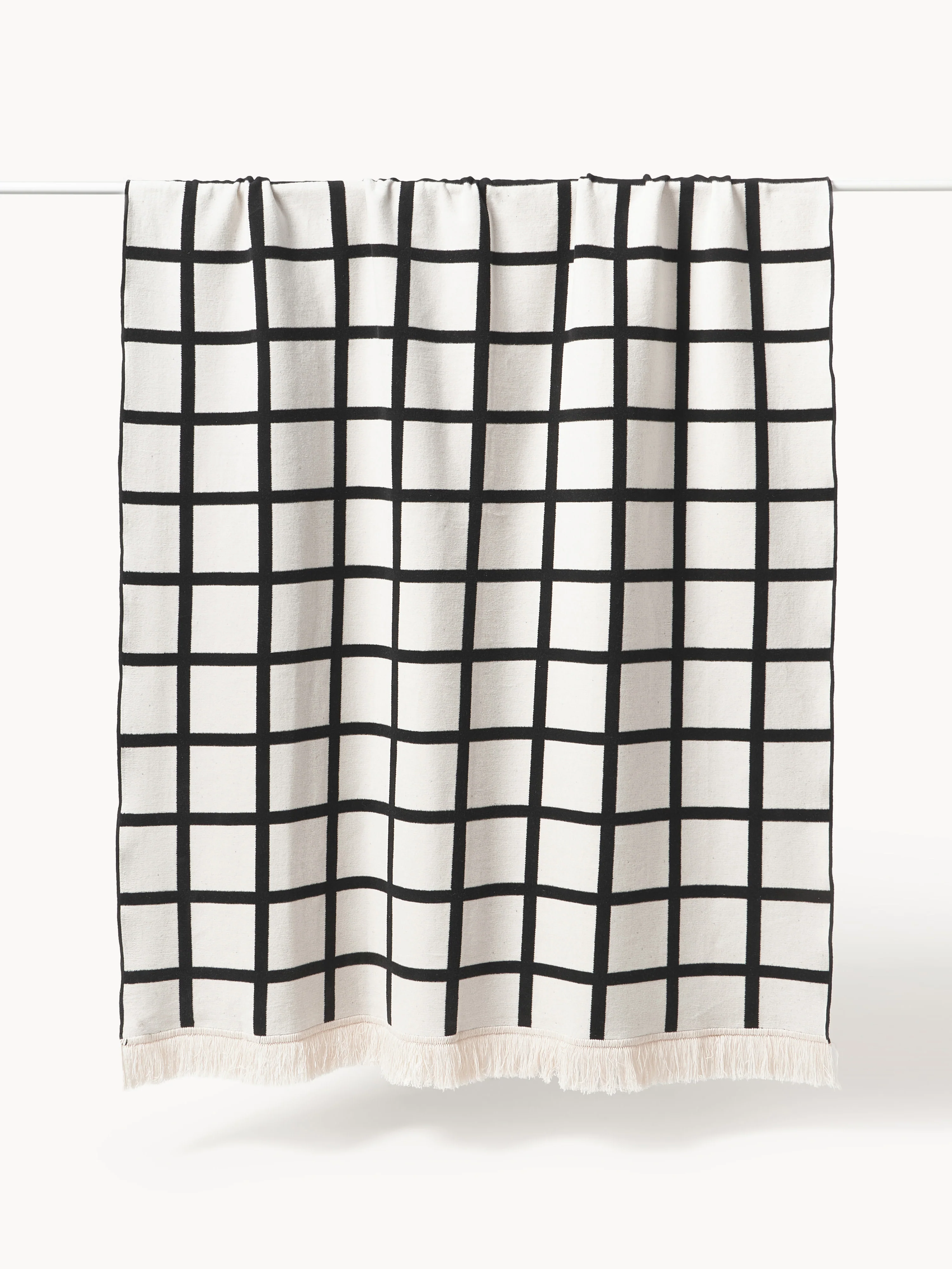 Zachte geruite plaid Edison met franjes