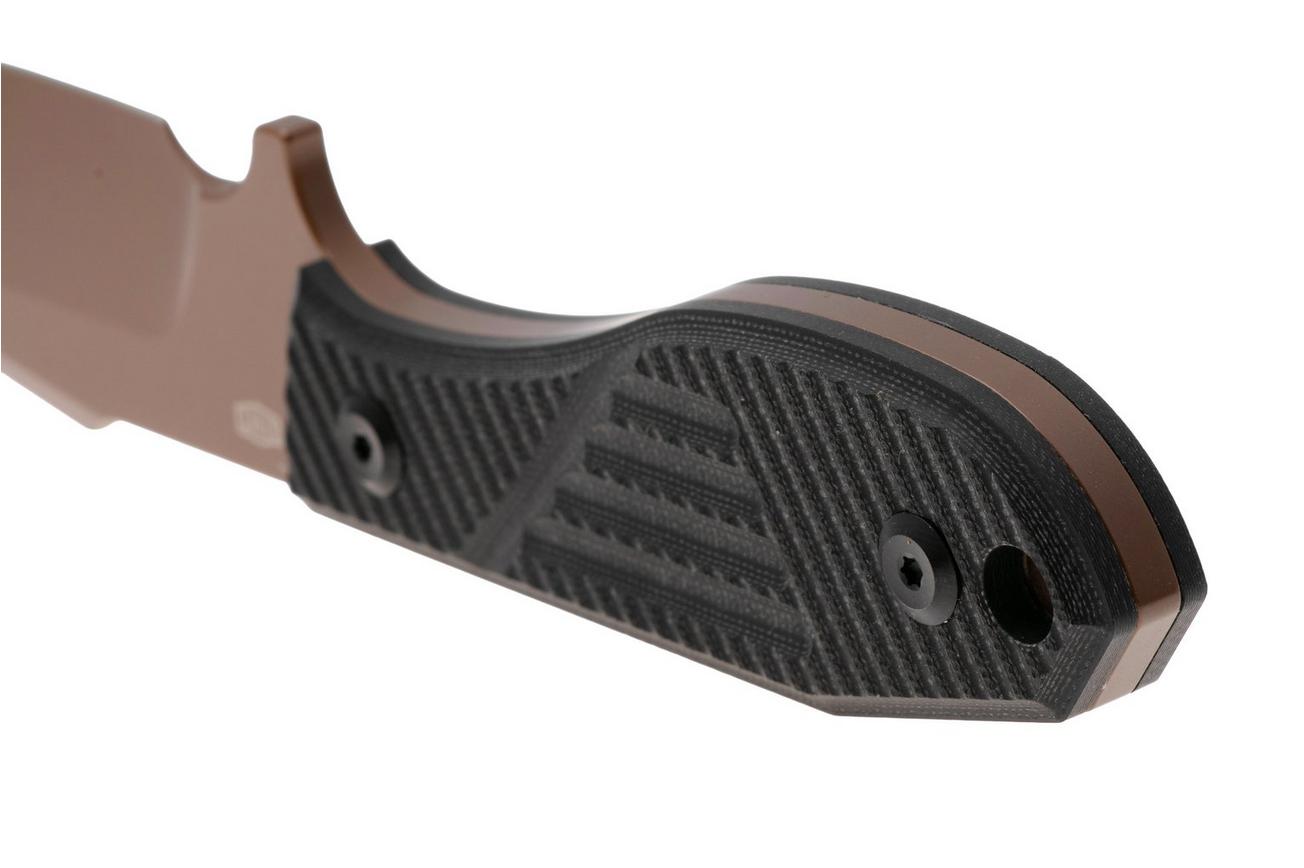 Tenable Knives Tiny Dancer G014A1 Rose Gold Coated D2, Black G10, vaststaand mes, JB Stout design