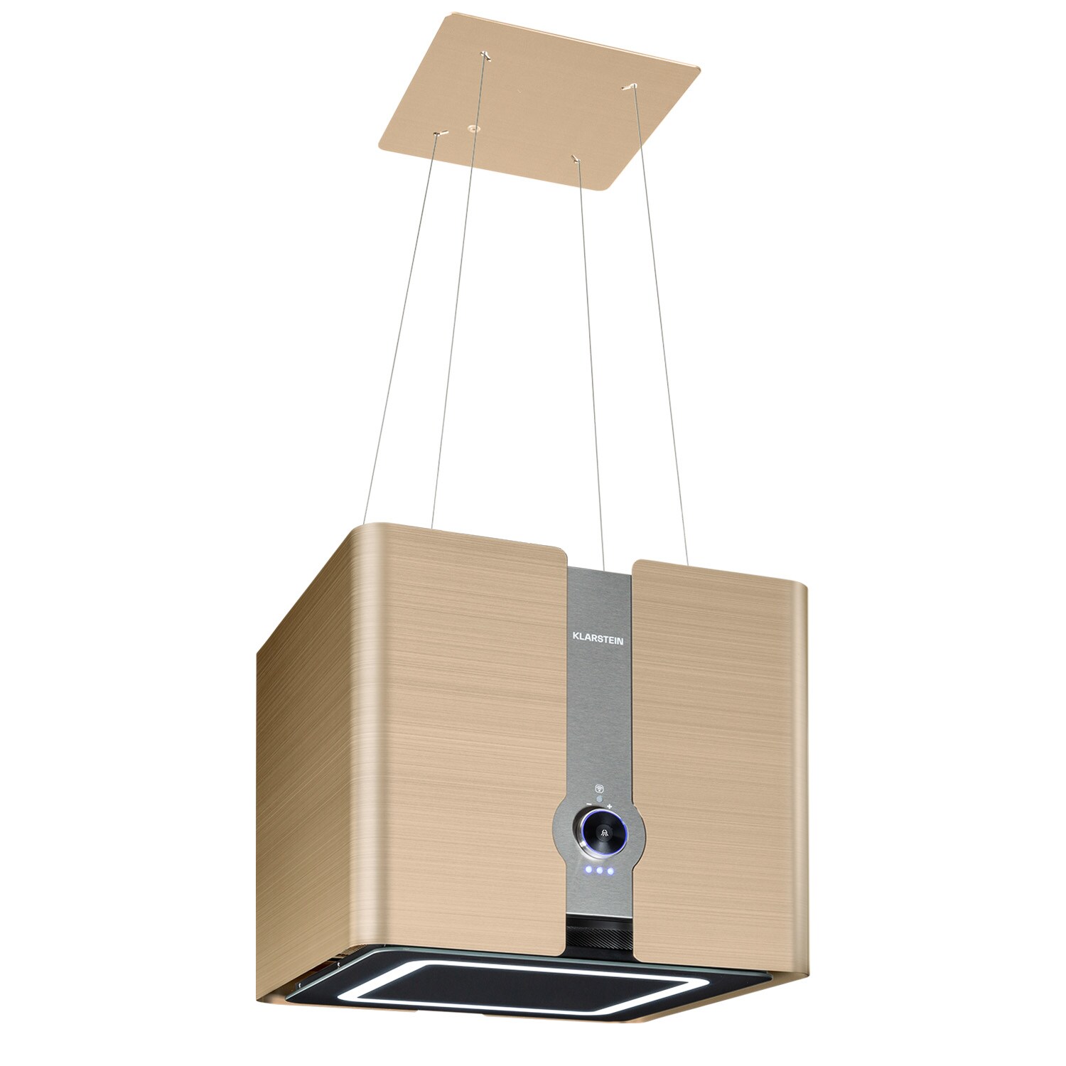 Futurelight Smart Inselabzugshaube Umluft 420m³/h LED Edelstahl Gold