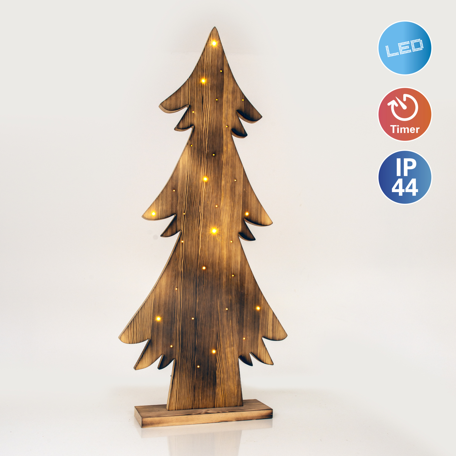 LED-Holztannenbaum - warmweiß - 90 cm hoch