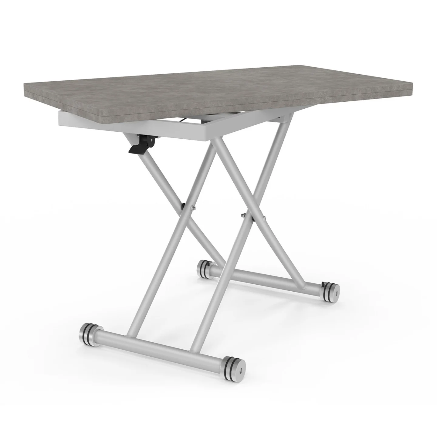 Table basse 2-en-1 relevable en table à manger 6-8 personnes plateau portefeuille URBANA plateau effet béton